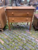 20th Century small golden oak chest of 2 drawers 76cm H x 85cm W x 42cm D