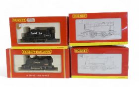 Four Hornby OO gauge locomotives to include R337 0-4-0ST Class 0F, R2439 Southern 0-4-0T