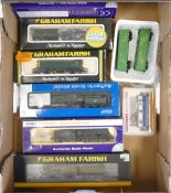 A collection of N gauge locomotives from Graham Farish No.8204 Class 20 Diesel BR green, Dapol 2S-