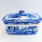 Spode 'Italian' design blue and white large lidded bread bin, height 24cm x width 35cm x depth 16cm