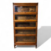 1920's Oak Globe Wernicke 5 sectional bookcase, H:169cm x W:86cm x D:27cm. COURIER OR COLLECTION