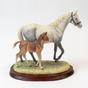 Border Fine Arts 'Thoroughbred Mare & Foal', model no.B0357B by Anne Wall, limited edition no. 414