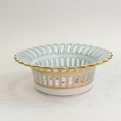 Herend Porcelain pierced basket, decorated with fruits and insects, d.24cm.
