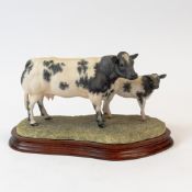 Border Fine Arts Belgium Blue cow and calf, model no.B0590 by Ray Ayres, limited edition no.59 of