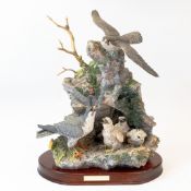 Border Fine Arts 'Call of the Falcon' (Peregrine Falcon and Chicks), model No. L162 by Ray Ayres,