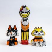 A collection of Lorna Bailey ware including Jeeves the Butler and 2 cats. h.26cm. (3)