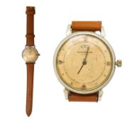 Jaeger-LeCoultre gentleman's Powermatic automatic wristwatch, stainless steel dial, c1950s, dia.