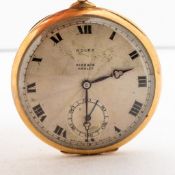 Rolex 9ct Gold pocket watch, top winding, retailers H Pidduck of Hanley, 46.6g, d.4.25cm, in