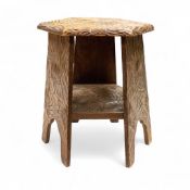 Liberty & Co. Japanese hand-carved fruitwood two tier table, c1900, h.46 x d.39cm. COURIER OR