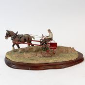 Border Fine Arts 'Rowing Up' (Farmer seated on rake, pulled by Shire), model no.B0598 by Ray