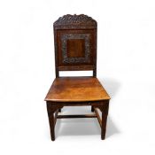 Carved Indonesian or Chinese Mahogany Hall chair. COURIER OR COLLECTION ONLY
