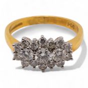 18ct hallmarked yellow Gold diamond dress ring, size O, 4.28g.