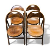 Early 20th century set of four Bentwood folding chairs with pebble effect design, made in Poland