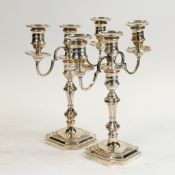 Pair of 3 branch candelabra Birmingham 1974, with detachable sconces and arms, 1952g gross.