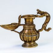 Antique Nepalese Bronze Sukunda, a ritual oil lamp with image of Ganesha, h.10cm, L.13cm.