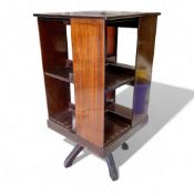 Edwardian Mahogany inlaid revolving bookcase, H:70cm x W:37.5cm x D:37.5cm. COURIER OR COLLECTION