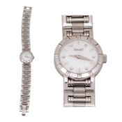18ct white gold PIAGET ladies wrist watch and 18ct white gold Piaget bracelet, wearable length 16cm,
