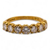 18ct hallmarked Gold diamond set 7 stone half eternity ring, diamond weight estimated at 0.5 - 0.