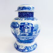 Spode 'Italian' design blue and white large lamp base. H.30cm