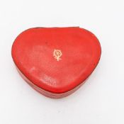 Ladies 9ct Gold Tudor Royal cocktail watch with black leather strap, in original heart shaped red