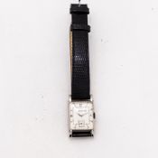 Jaeger-Lecoultre ladies stainless steel wristwatch, leather strap, ref no 346235, 3.75 x 2cm, not