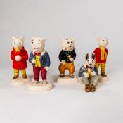 A set of Beswick figures Rupert Bear and friends comprising - Rupert Snowballing, Rupert the bear,
