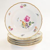 Royal Copenhagen Bing and Grondahl porcelain set of bowls, hand painted in the Dresden floral