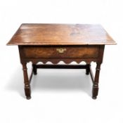 Georgian Oak one drawer side table. H:66.5cm x W:90cm x D:56cm. COURIER OR COLLECTION ONLY