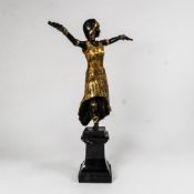 Art Deco style Bronze Egyptian Dancer after DH Chiparus on heavy marble base, height 37cm.