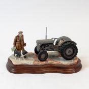 Border Fine Arts 'An Early Start' (Farmer and Tractor), model no.JH91B by Ray Ayres, on wooden