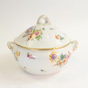 Royal Copenhagen Bing and Grondahl porcelain large tureen & cover, hand painted in the Dresden