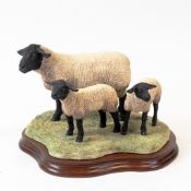 Border Fine Arts 'Suffolk Ewe and Lambs', model no.B0778 by Jack Crewdson, limited edition no.96