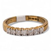 9ct hallmarked Gold & diamond set half eternity ring size O, 2.4G.