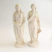 Two large Parian figures, titled Beatrice and Maidenhood, height of each 55.5cm, Copeland marked