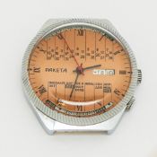 Raketa 2628H perpetual calendar mechanical wristwatch, stainless steel case, d.4cm.