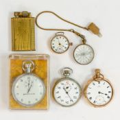 An interesting collection of items including Breitling stopwatch, Omega gold plated pocket watch,