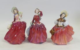 Royal Doulton Lady Figurines to include:- The Skater HN2117, Blithe Morning HN2065, Autumn Breezes