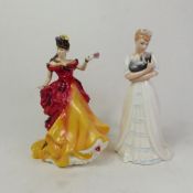 Royal Doulton lady figurines, Belle HN3703 and Kimberley HN3379 (2).