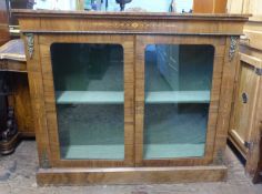 An inlaid walnut veneered glazed bookcase 121cm W x 104cm H x 34cm D