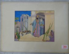 Saul Raskin (Russian born American artist 1878 - 1966): Watercolour on card, unframed, mounted, '