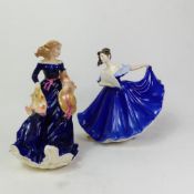 Royal Doulton lady figurines, Moonlight Stroll HN3954 and Elaine HN2791 (2).
