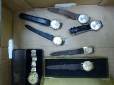 A collection of gentlemen's vintage wristwatches including Favre Leuba and Jaguar examples (7).