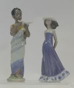 Lladro lady figures to include Susan 5644 and African Boy 6189. (H: 24cm) (2)