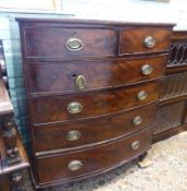 Edwardian Mahogany bow-fronted 2 over 4 chest of drawers 100cm W x 115cm H x 51cm D