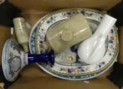 A mixed collection of ceramics to include Maple large oval serving plate, Stoneware hot water