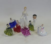 Royal Doulton lady figures to include Ninette HN3215, Kirsty HN3212, two Buttercup HN3268, Elaine