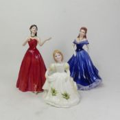 Royal Doulton lady figurine My Love HN4392, together with small figure January HN3330 and Coalport