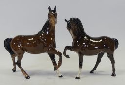 Royal Doulton, Spirit of the Wind, DA15 and Prancing Stallion DA51, both in brown gloss. (2)