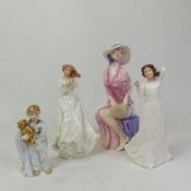 Royal Doulton figurines, Harriet HN3177, together with With Love HN3393, Thank You HN3390 and Sleepy