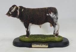 Best Breed by Naturecraft, Longhorn Bull on wooden plinth. (H: 22cm)
